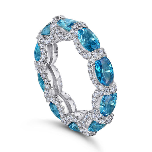 S925 Pure Silver New S925 Pure Silver Ring for Women, Flower-Shaped, High Carbon Diamond, Sapphire, Colored Gem Silver Ring Manufacturer
