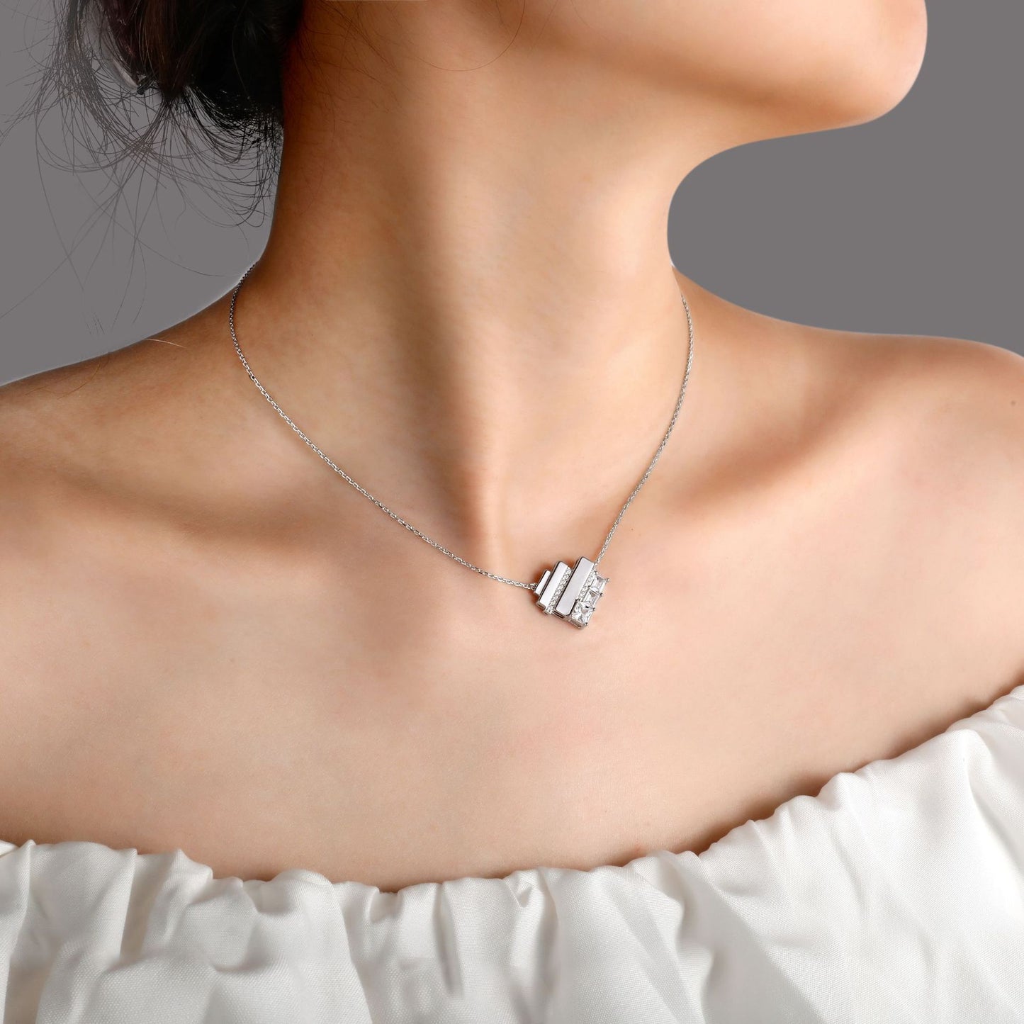 S925 sterling silver heart-shaped jewelry three-piece set for women: ring, stud earrings, necklace, heart set jewelry
