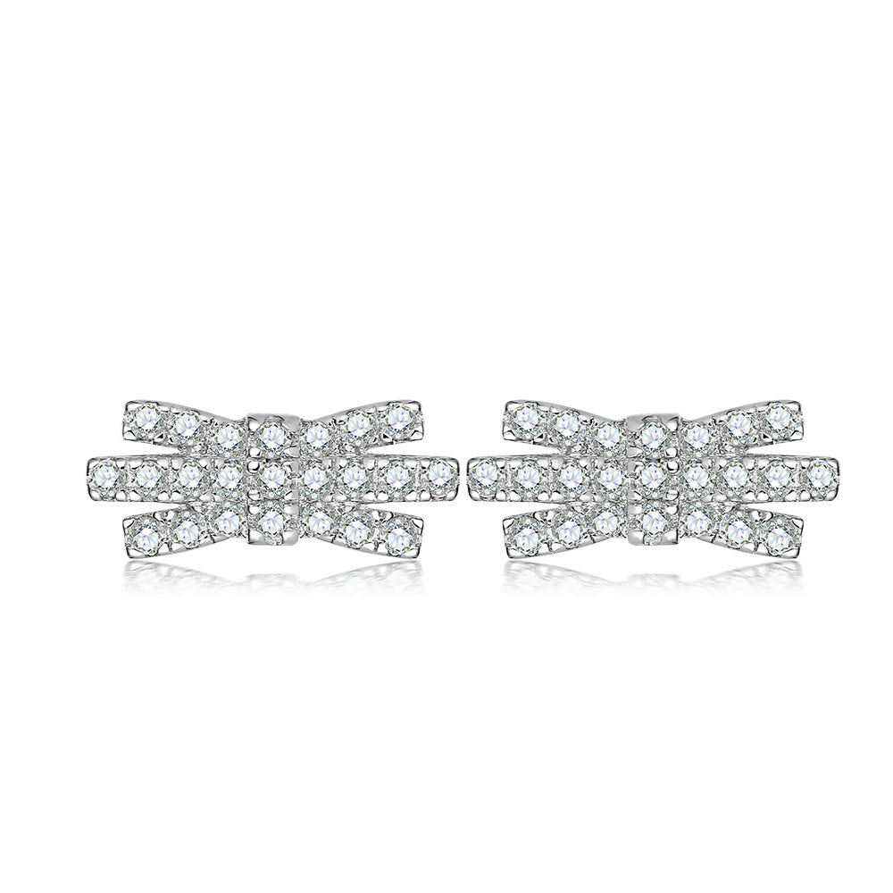 European and American Jewelry Set Ring Stud Earrings Necklace for Women Bowknot S925 Sterling Silver Jewelry Set 3set