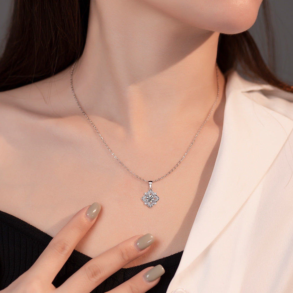 S925 sterling silver jewelry set, vintage ring, eight-pointed star earrings, niche zircon necklace, three-piece jewelry set