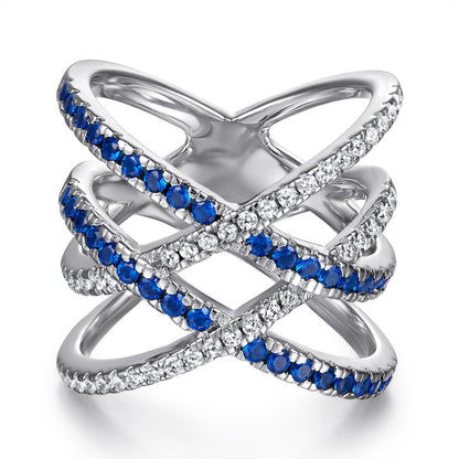 S925 Sterling Silver New European and American Style Ring, Fashionable Trendy Ring, Niche Design Zircon Cross Ring for Women, In Stock
