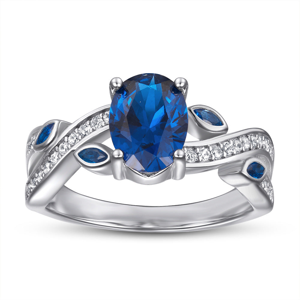 s925 sterling silver rings Fashion rings for women with a design sense Blue zircon rings ...