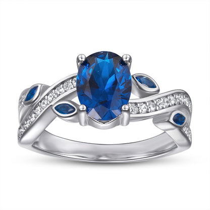 s925 sterling silver rings Fashion rings for women with a design sense Blue zircon rings ...