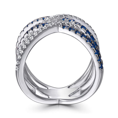 S925 Sterling Silver New European and American Style Ring, Fashionable Trendy Ring, Niche Design Zircon Cross Ring for Women, In Stock
