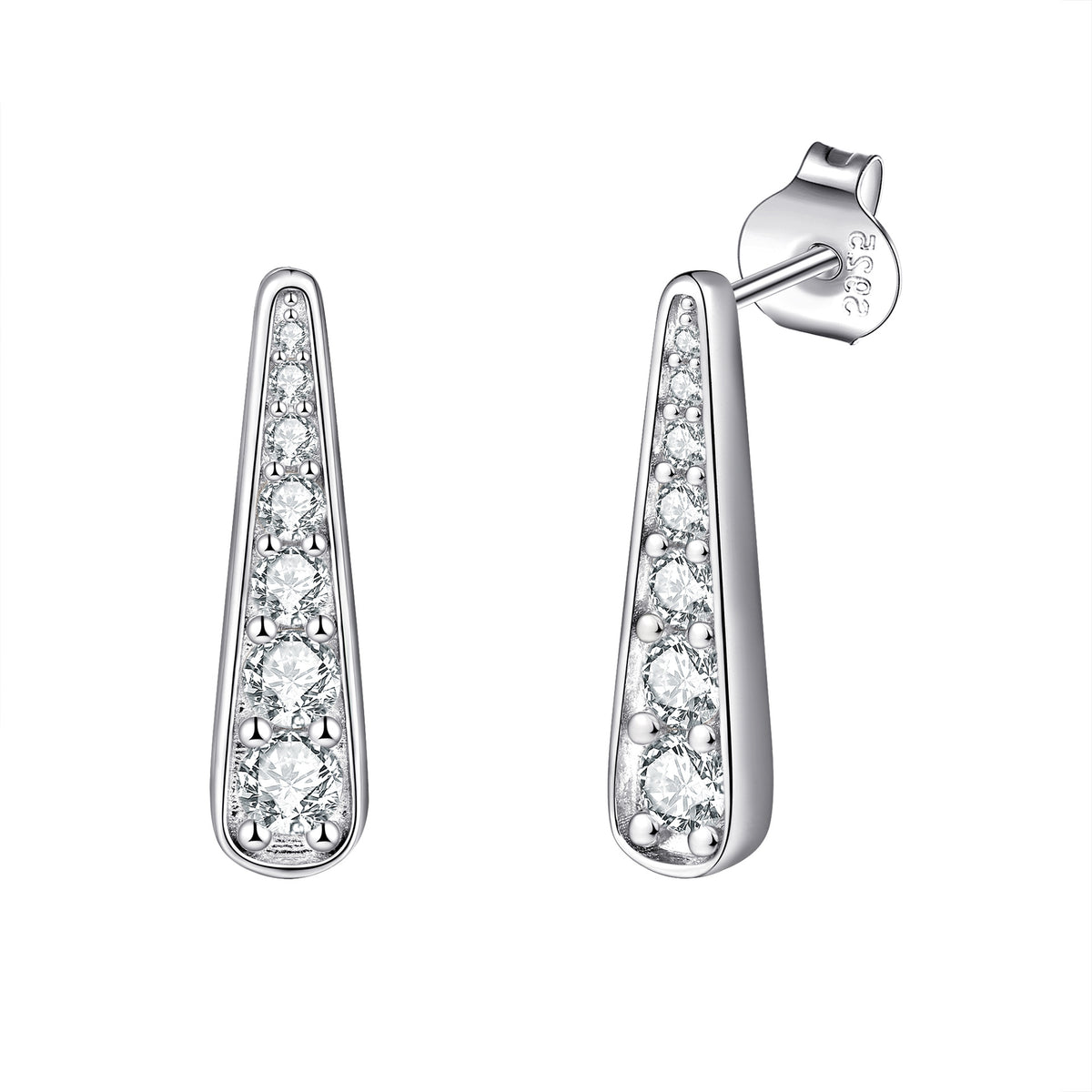 S925 Pure silver tassel stud earrings necklace earring jewelry set niche jewelry three-piece ring set