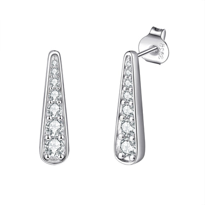 S925 Pure silver tassel stud earrings necklace earring jewelry set niche jewelry three-piece ring set