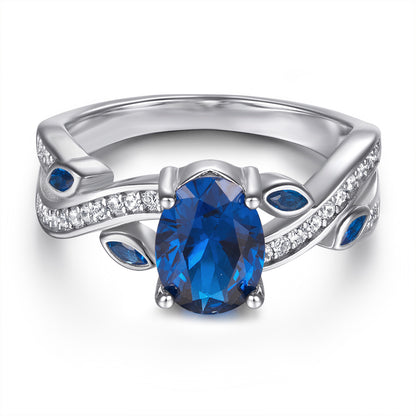 s925 sterling silver rings Fashion rings for women with a design sense Blue zircon rings ...