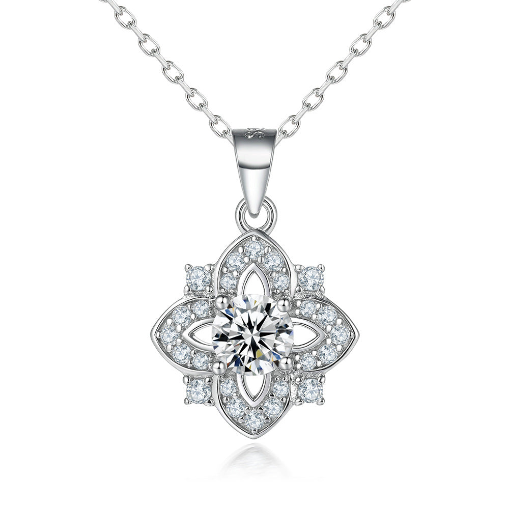 S925 sterling silver jewelry set, vintage ring, eight-pointed star earrings, niche zircon necklace, three-piece jewelry set