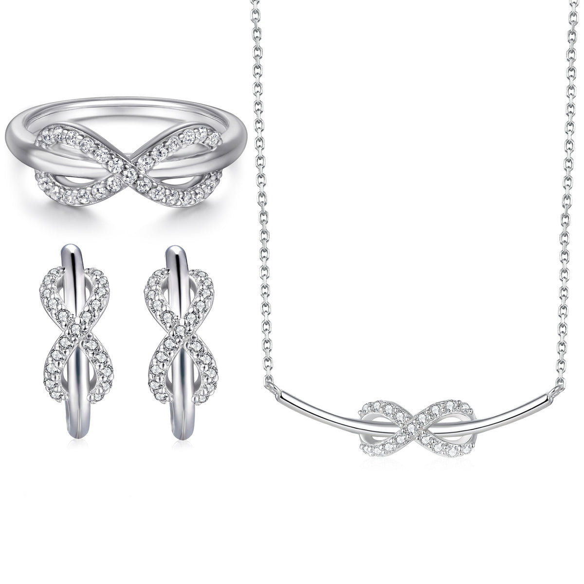 Hot-selling ring, earrings, necklace, European and American style S925 sterling silver jewelry set, three-piece set, niche design