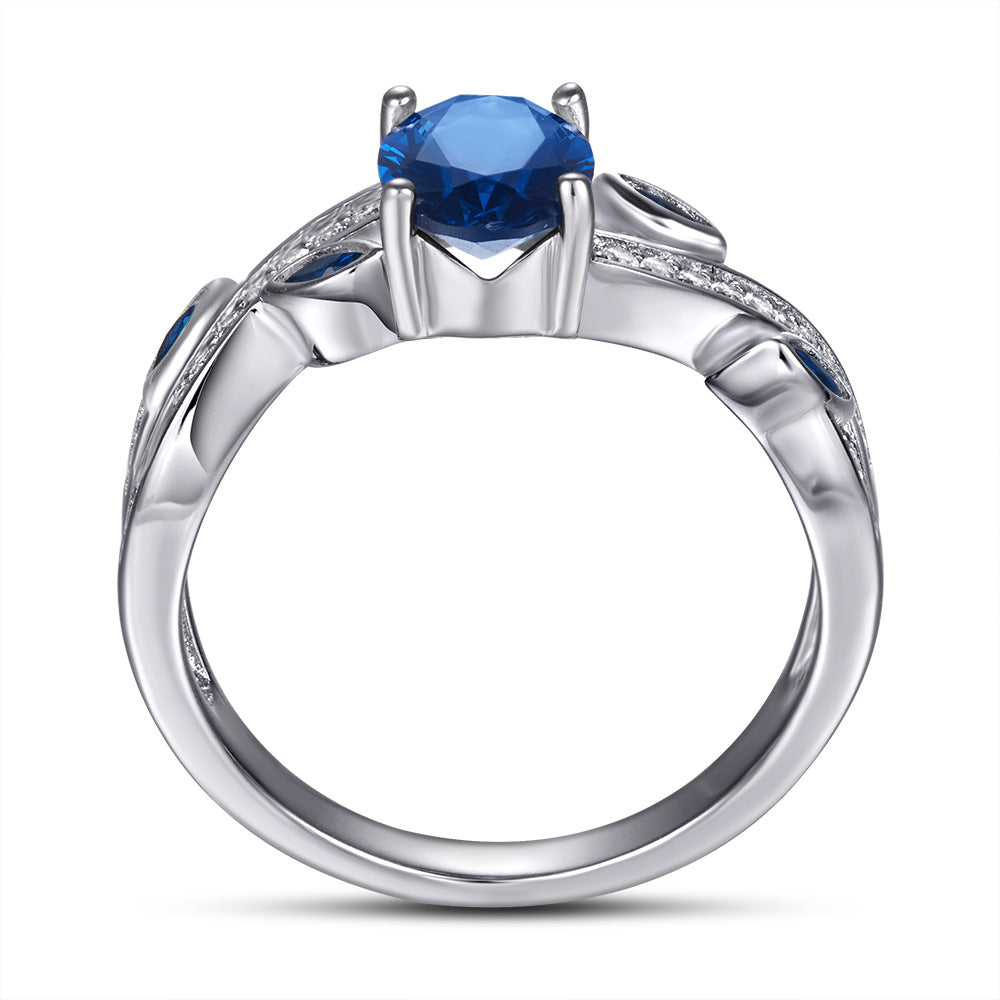 s925 sterling silver rings Fashion rings for women with a design sense Blue zircon rings ...