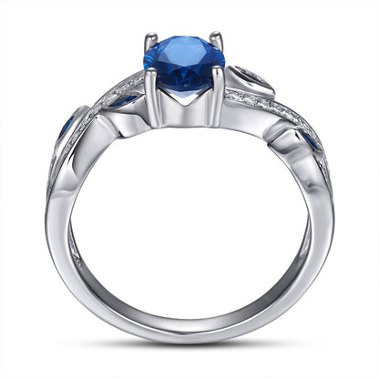 s925 sterling silver rings Fashion rings for women with a design sense Blue zircon rings ...