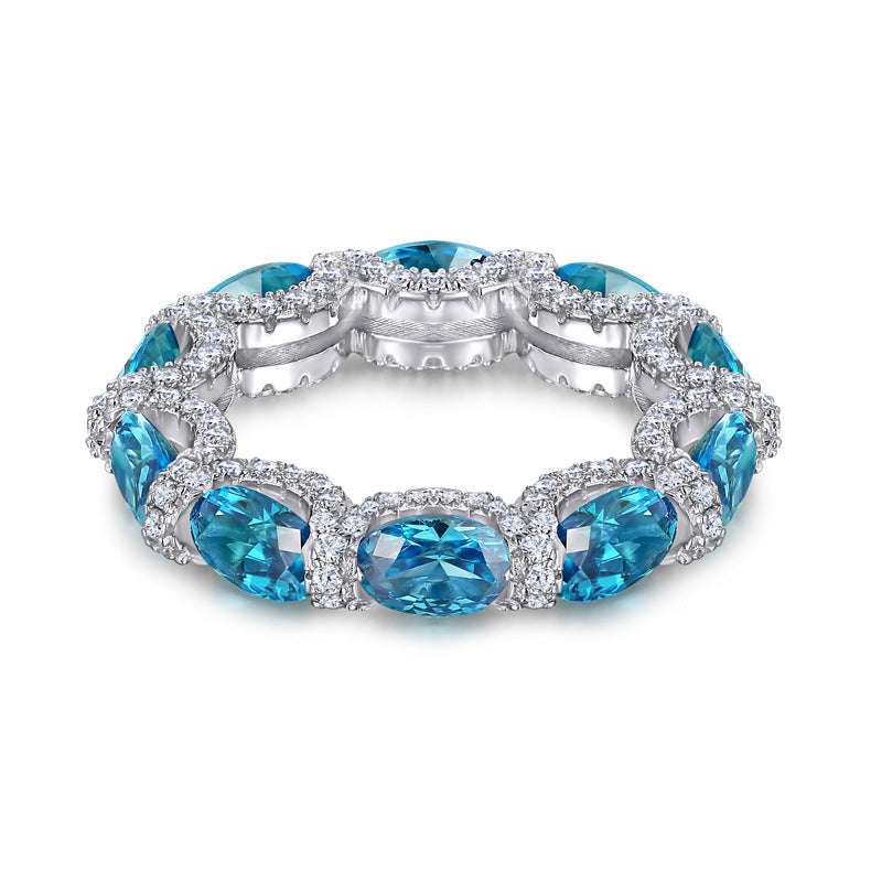 S925 Pure Silver New S925 Pure Silver Ring for Women, Flower-Shaped, High Carbon Diamond, Sapphire, Colored Gem Silver Ring Manufacturer